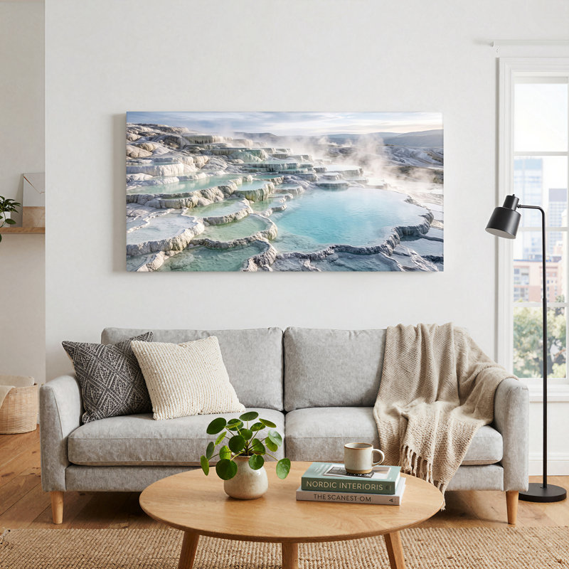 Art mural sur toile, "Steaming White", L 32 po x H 16 po