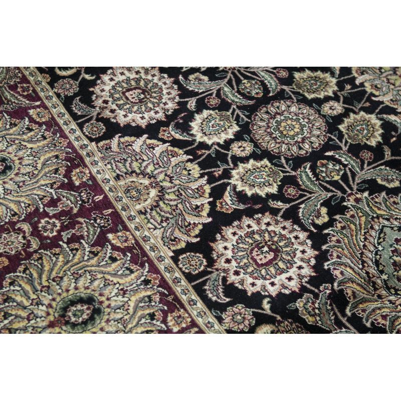 Manchuria Wool Oriental Area Rug in Black/Beige/Wine