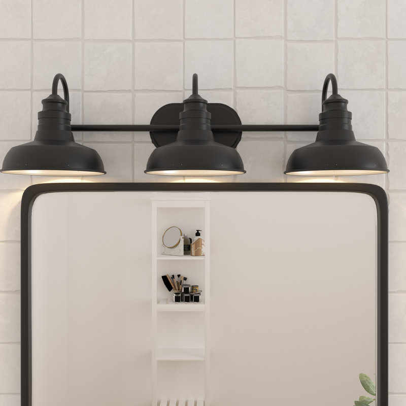 3-Light Industrial Chic Vanity Light Fixture, Matte Black