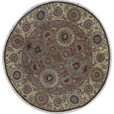 Hand-Knotted High-Quality Brown and Gold Round Area Rug