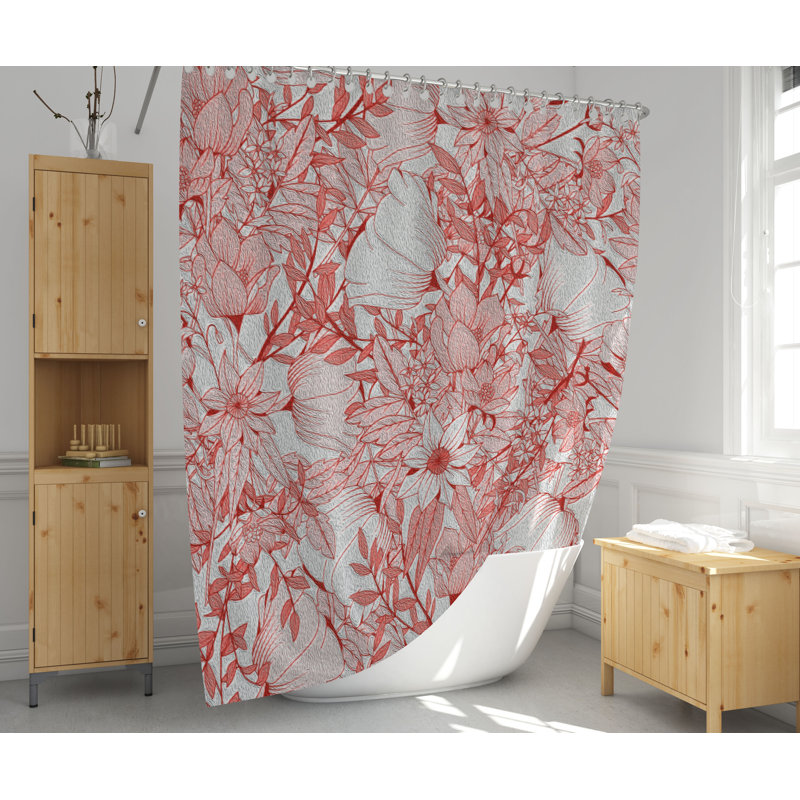 Rideau de douche simple à motif floral, H 93 po x l 70 po