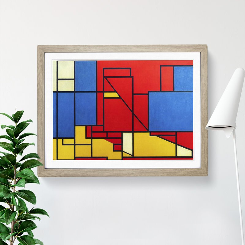 Cubism Abstract Vol.1 - Framed Print, 46cm H x 64cm W x 2cm D, Oak