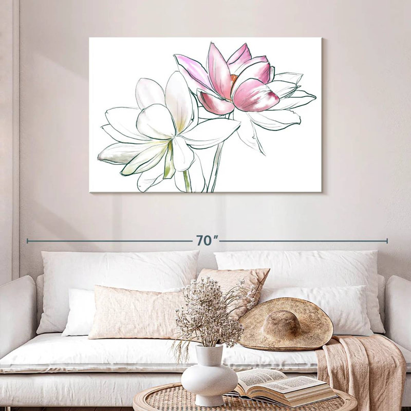 Duo de fleurs de lotus, H 30 po x l 45 po