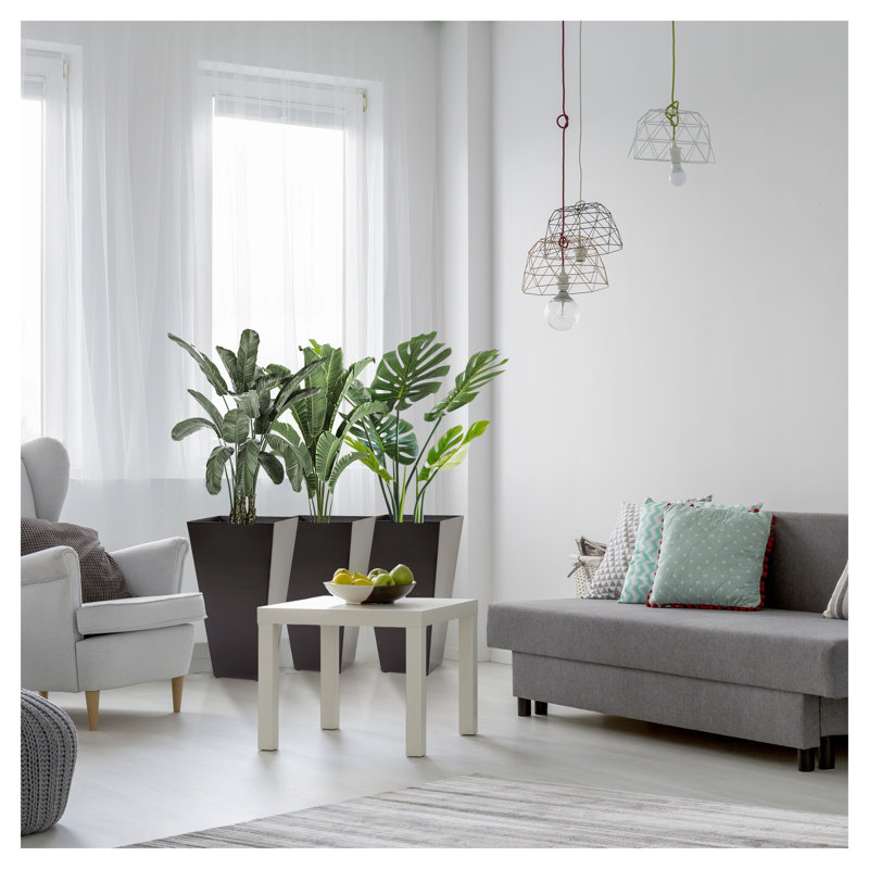 Ensemble de 3 grandes jardinières carrées avec drainage Outsunny, pots en polypropylène brun de 28 po pour l'intérieur et l'extérieur
