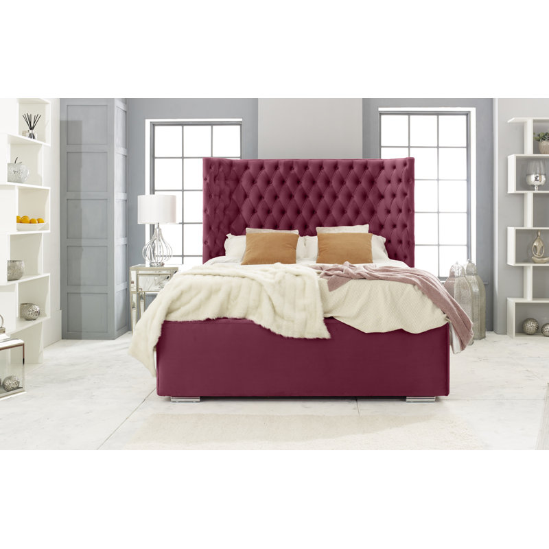 Ginnia Upholstered Bed, Single (3'), Maroon
