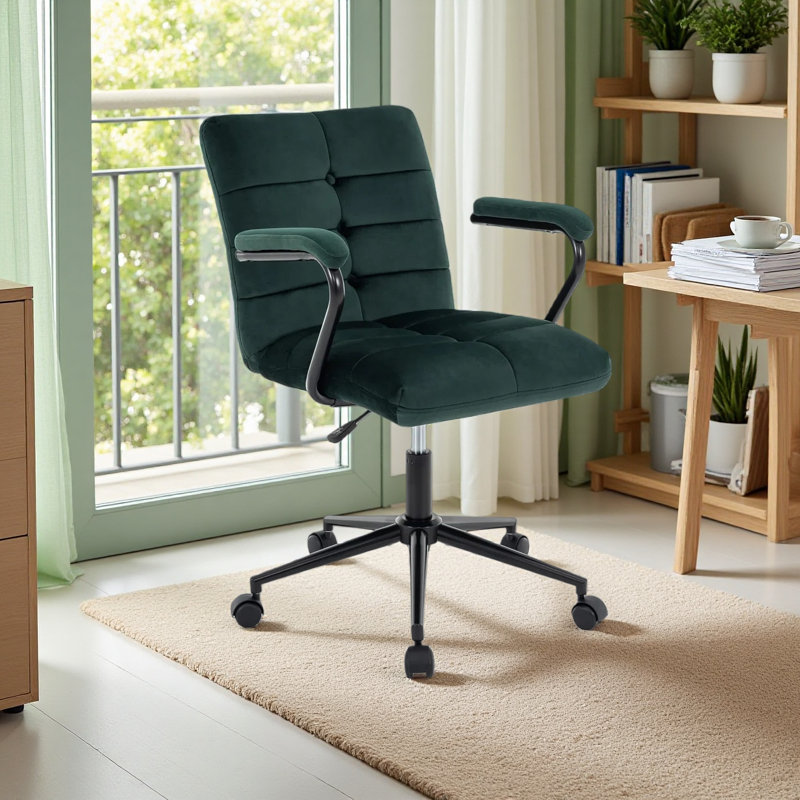 Fauteuil de bureau Kundra, Vert foncé, Noir
