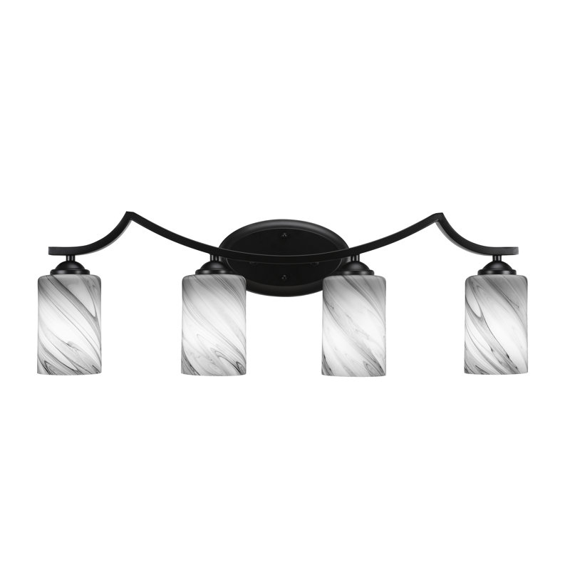 Zilo 4 Light Bath Bar, Black/White, Matte Black