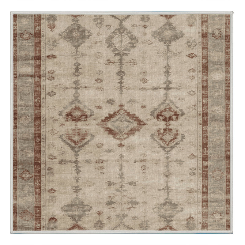 Tapis beige surteint lavable à la machine, Carré 5 pi