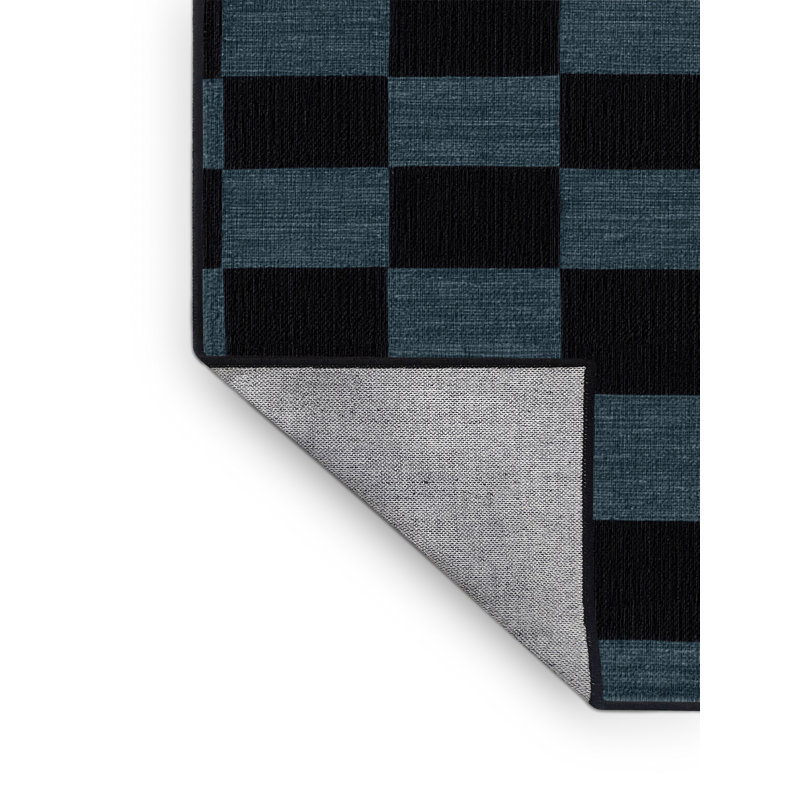 Machine Washable Checkered Gray Area Rug, Round 4'