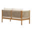 Ensemble de causeuse 2 pièces en bois d'acacia avec détails en corde, structure en teck et coussins crème hydrofuges, table basse assortie pour terrasse ou véranda