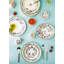 Ensemble d'assiettes de service rondes 6 pièces 100% porcelaine 6 pièces