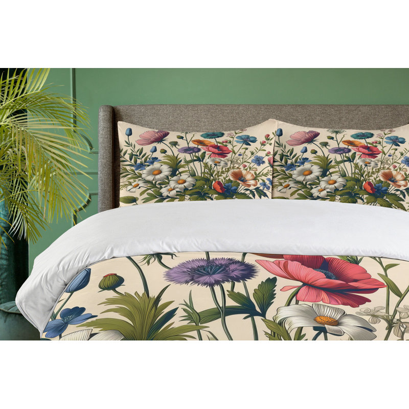 Floral Eucalyptus Duvet Cover, King Duvet Cover + 2 Standard Shams