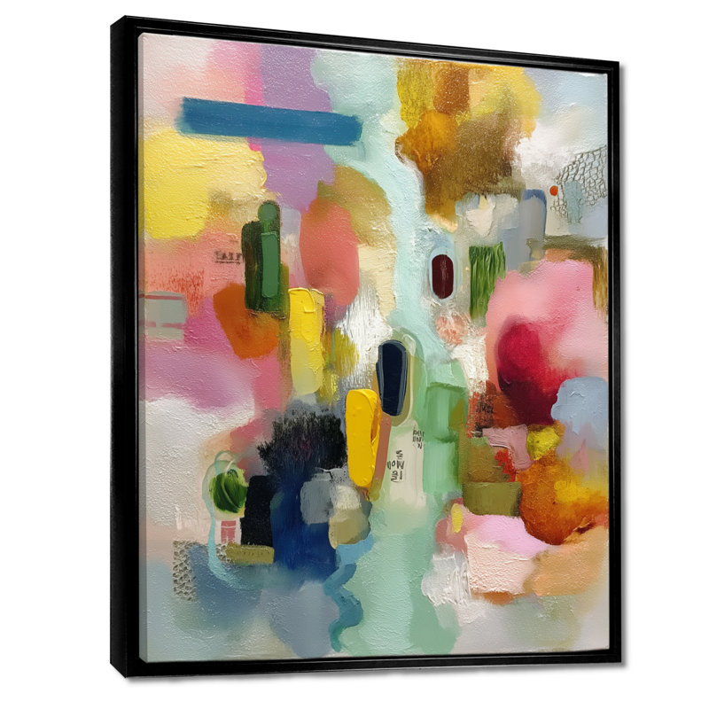 Reproduction d'art sur toile rose, H 40 po x l 30 po, Cadre flottant, Noir