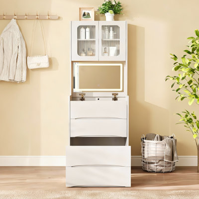 Meuble-lavabo 3 en 1 peu encombrant, design moderne en MDF avec DEL réglable
