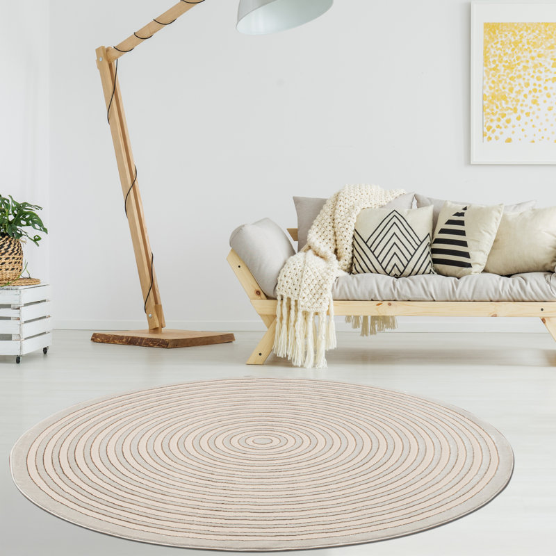 Modern Geometric Area Rug, Concentric Design, Indoor Floor Mat for Living Room and Hallway, Round 170 cm