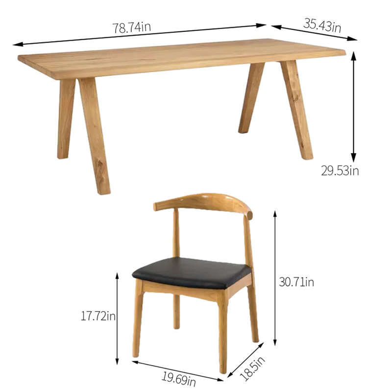 Ensemble de salle à manger rectangulaire, H 29,53 po x L 78,74 po x l 35,43 po