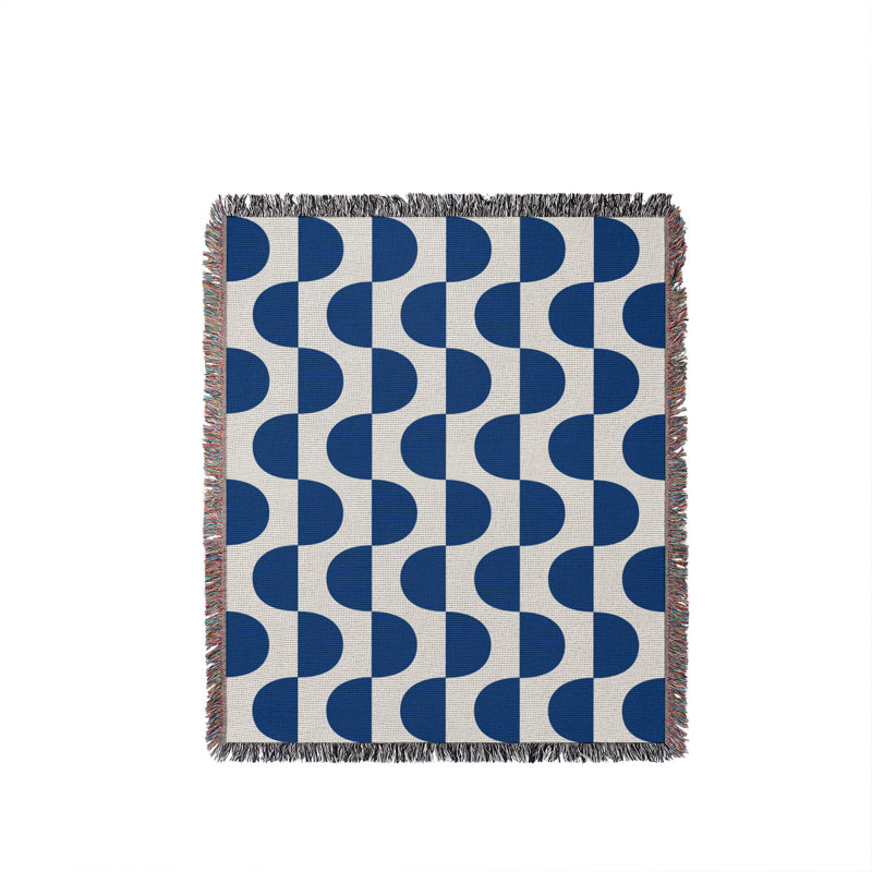 Jeté en coton Demi, Bleu, 50 x 60