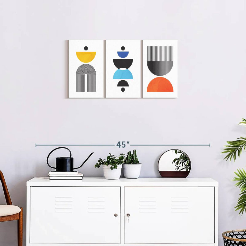 Multicolored Geometric Abstract V Multi Piece Canvas Print, 15" H x 32" W x 1.25" D