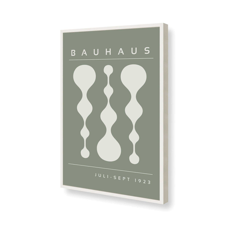 Green Retro Bauhaus Poster II Print, Opaque White, 15" H x 12" W