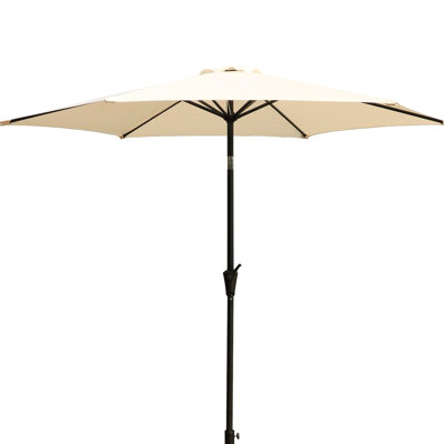 Parasol d'extérieur 9 pi crème - aluminium, base 42 lb, cadre rouille, poteau en aluminium inclinable