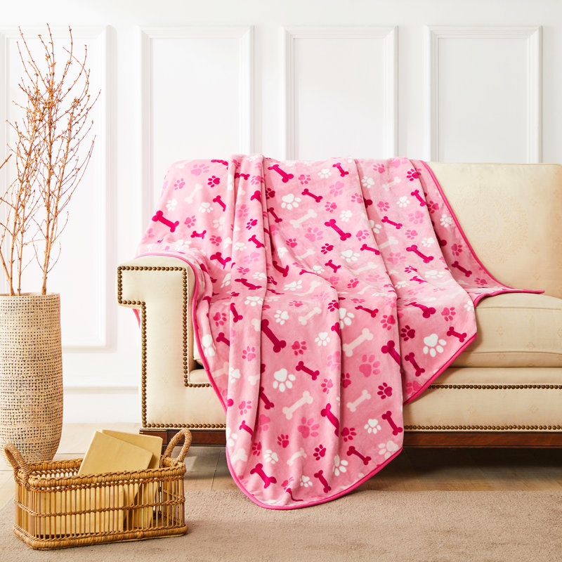 Pink Reversible Fleece Pet Blanket 32" x 24"