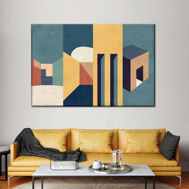 Structures abstraites sur toile, H 24 po x l 36 po x P 1,25 po