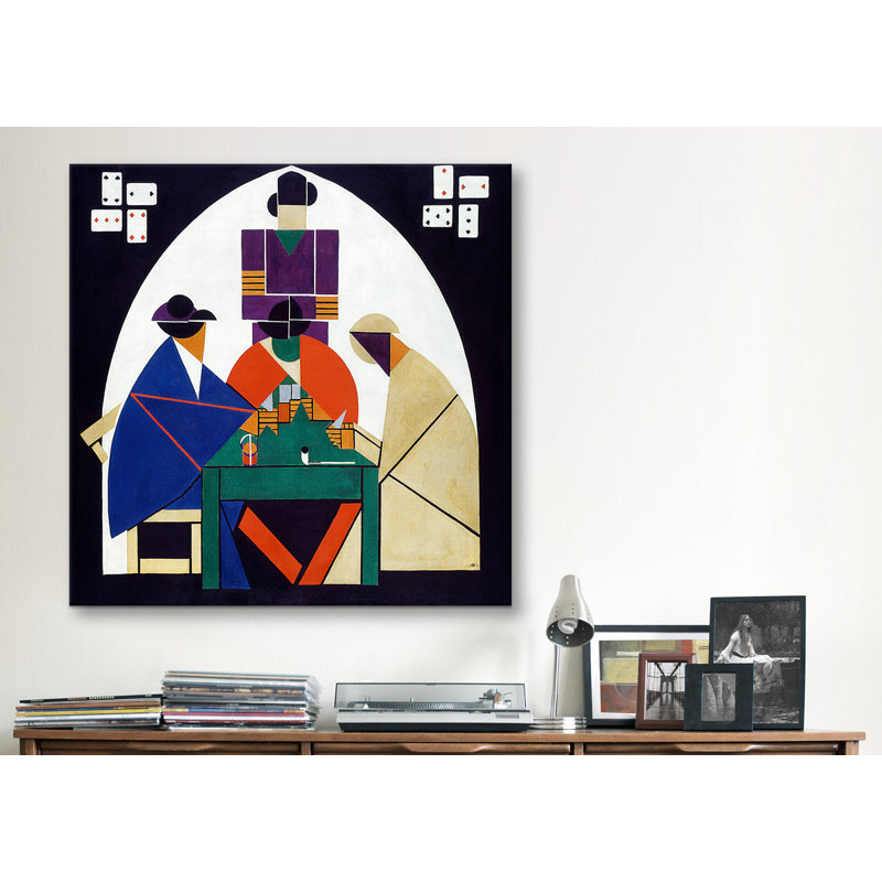 « card players » par theo van doesburg, reproduction d’art sur toile, H 37 po x l 37 po x P 0,75 po