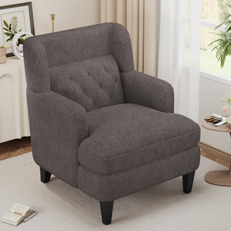 Chaise d'appoint rembourrée et rembourrée, Brun
