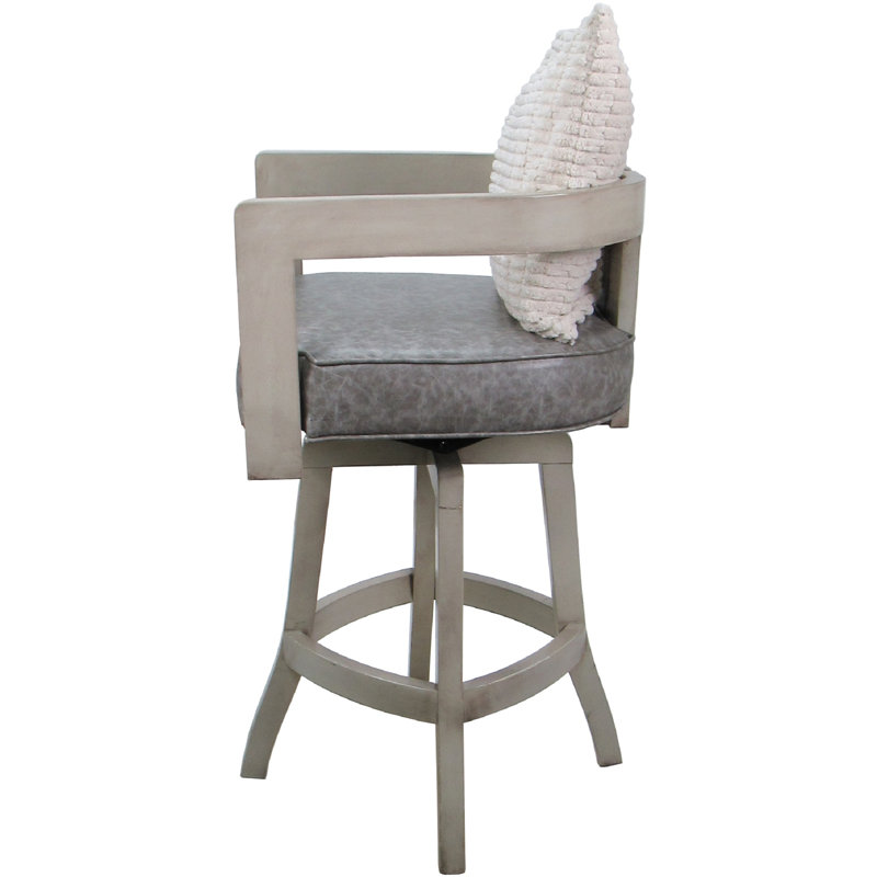 Vinyle marbré Megill - coussin crème, Counter Stool (26" Seat Height), Gray, Beige