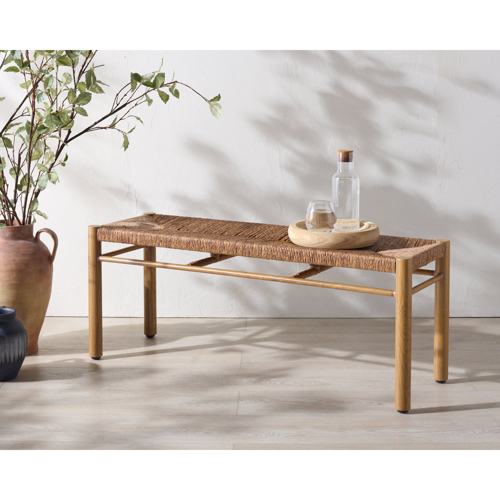 Indie Rattan Weaving Outdoor Bench