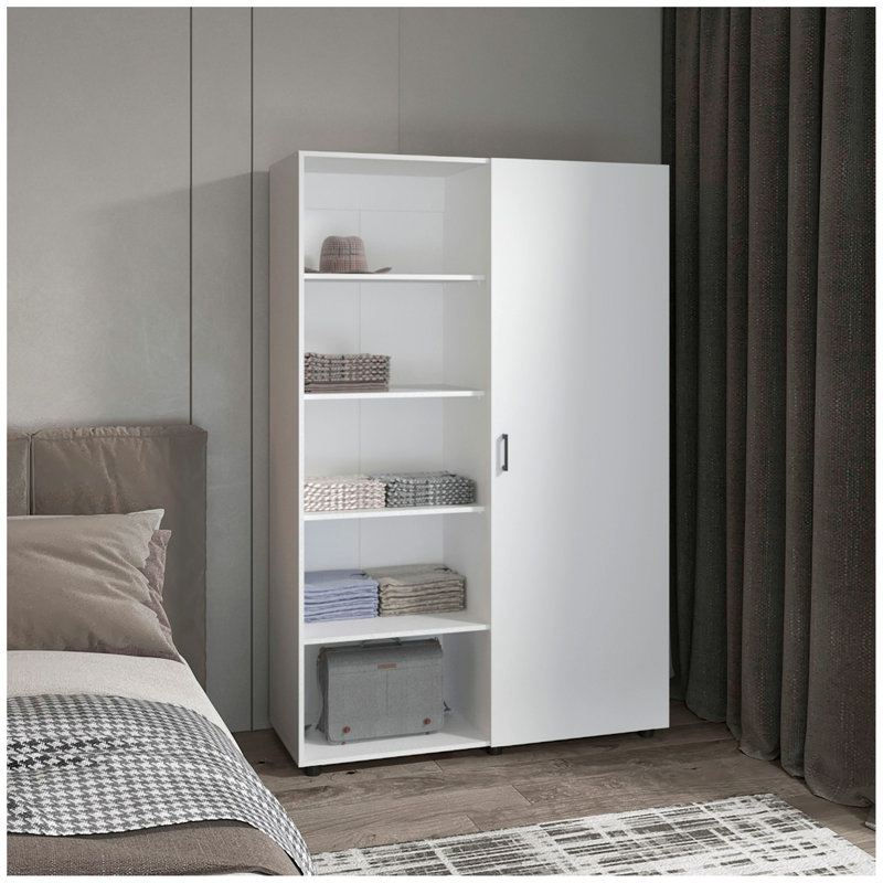 Armoire 1 porte à 6 niveaux avec deux tiges suspendues Eco - 72 po Eco, Blanc