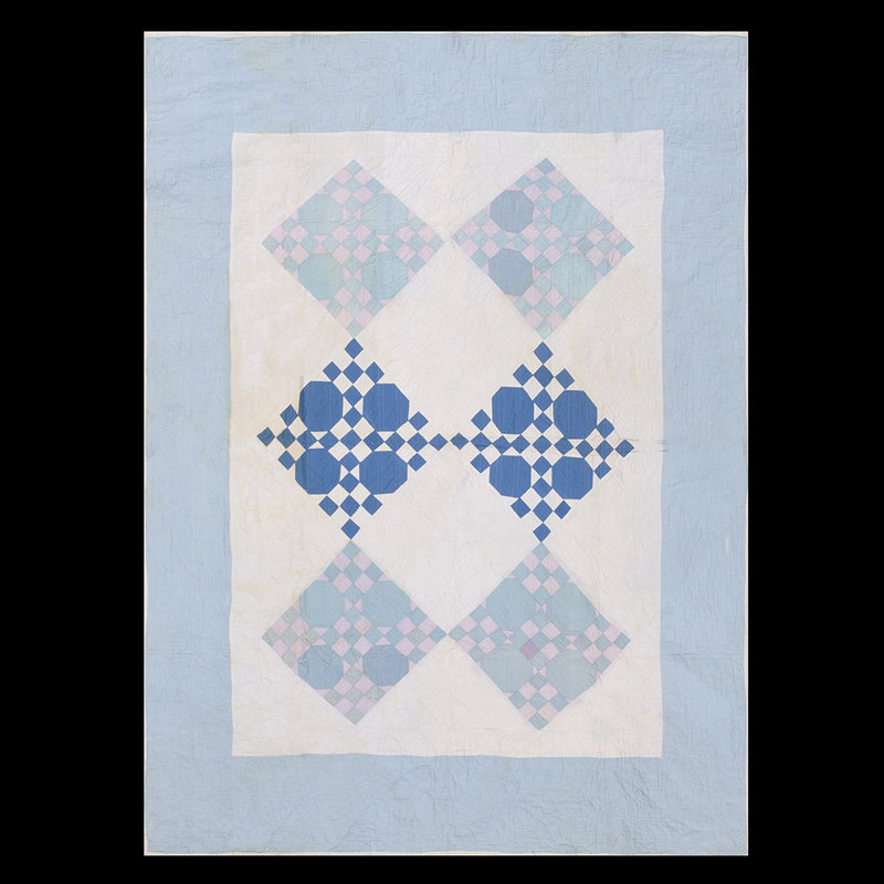 Antique Quilt Small Scatter Size Wool Blue Rug