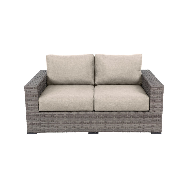 Kaiser 67'' Wide Metal Loveseat with Cushions, Light Beige