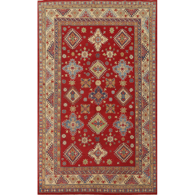 Tapis rouge à motif oriental Kazak