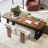 Nut-brown + Black Rectangular Solid Wood + Iron desk-1530224602
