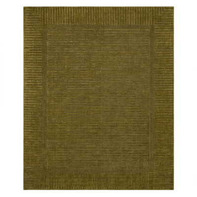 Terra Firma Solid Colour Machine Woven Wool/Viscose/Rayon Area Rug in Moss
