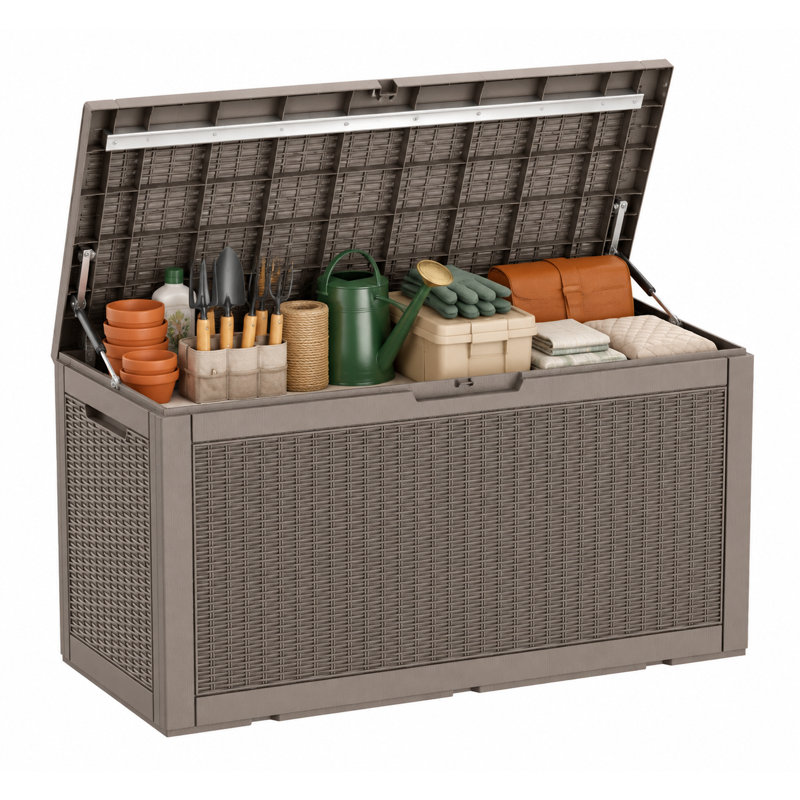 Boîte de rangement 110 gallons, 24.5" H x 48" W x 21.5" D, Brun clair