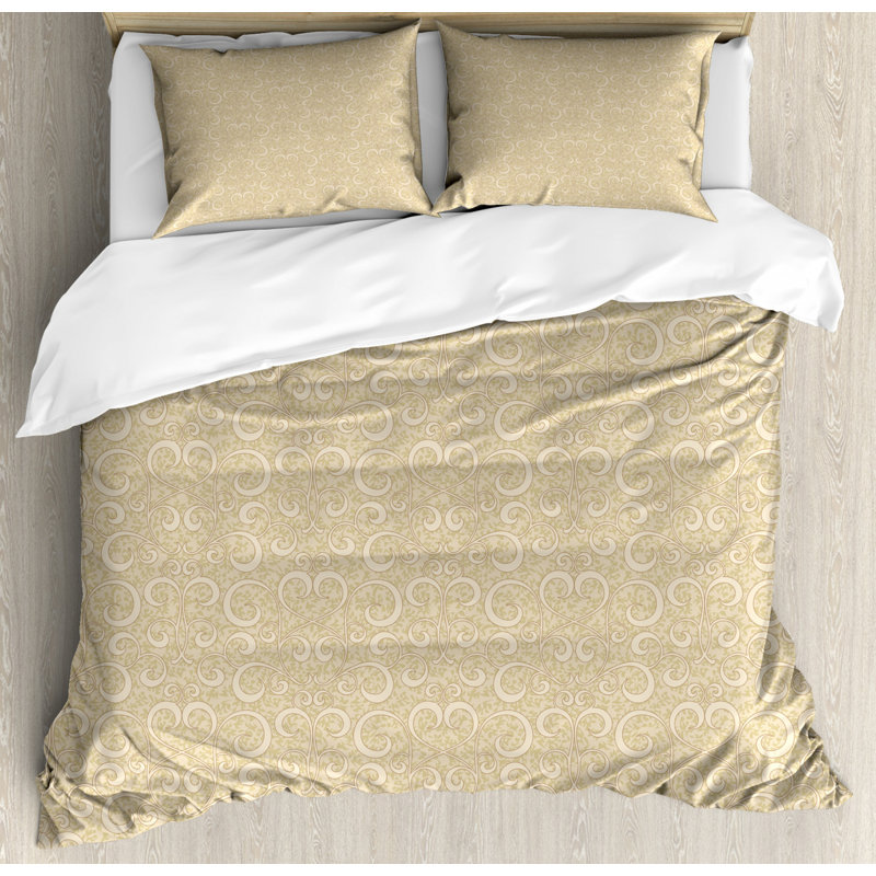 French Country Damask Duvet Cover, Queen Duvet Cover + 2 Standard Shams