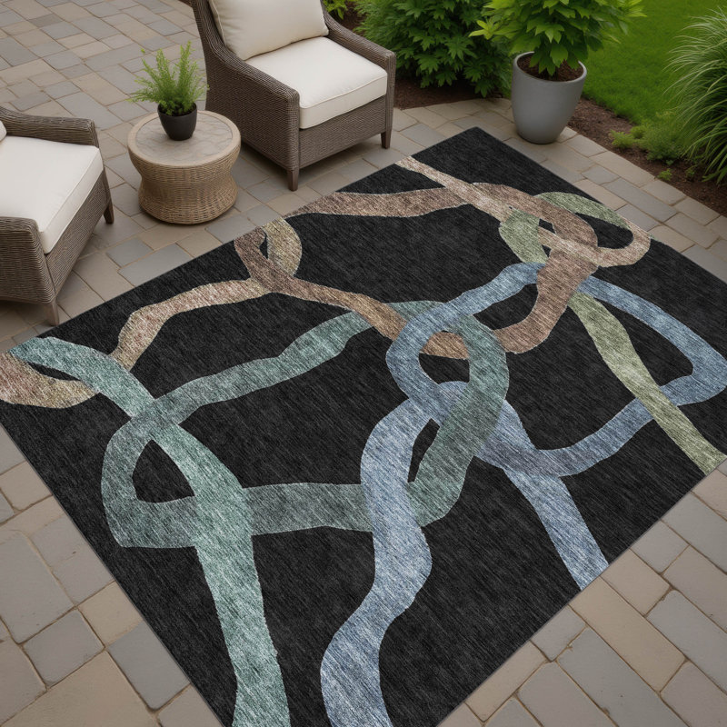 Machine Washable Indoor/Outdoor Jozwiak ACN2394 Abstract Rug, Rectangle 2'6" x 3'10"
