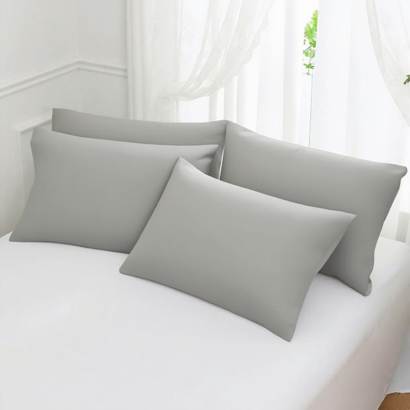 Paquet de 4 taies d'oreiller en microfibre brossée moelleuse - Enveloppes infroissables résistantes aux taches 20 x 30 po