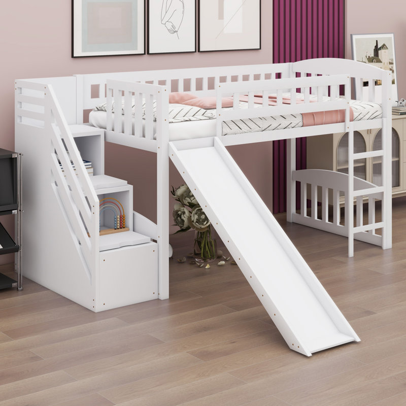Loft Bed With Stairway And Slide