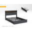 Upholstered Platform Bed Frame with Headboard, LED Light and Charging Station-488329510