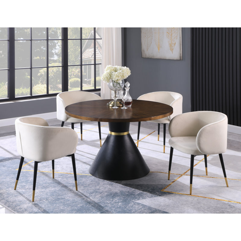 Cesalie 18'' H Velvet Upholstered Side Chair, Cream