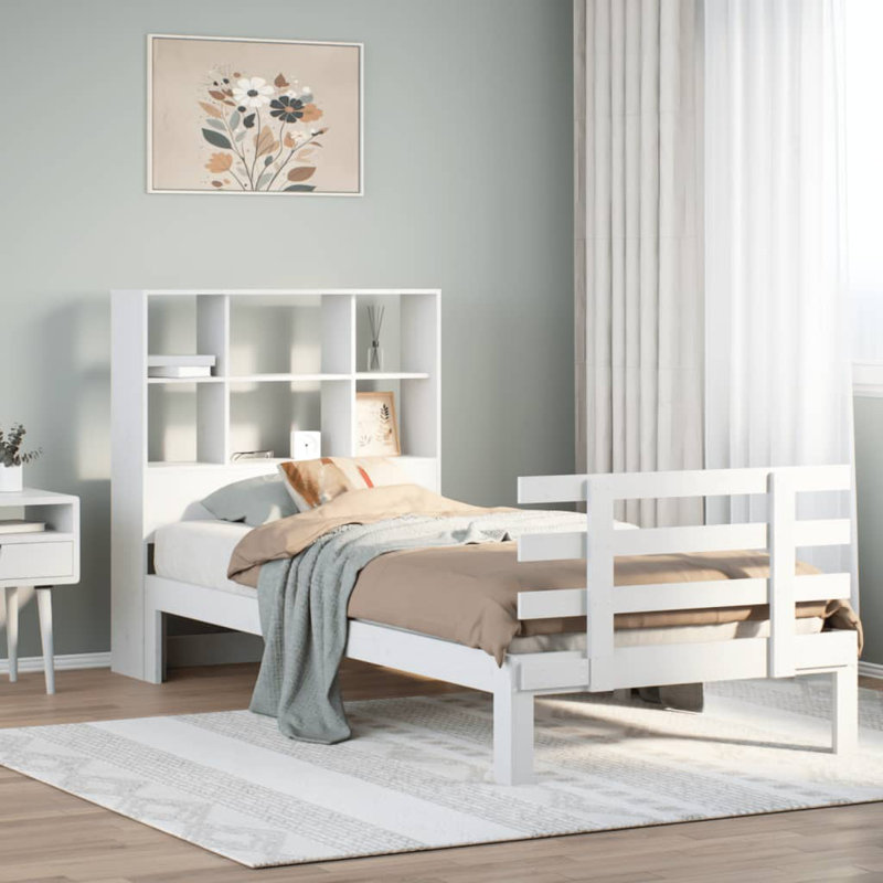 Daryanani Solid Wood Bed, 90 x 200 cm, White