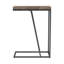 Table d'appoint rustique tabac à chevrons avec pieds en métal noir sablé, style industriel moderne | Idée de cadeau