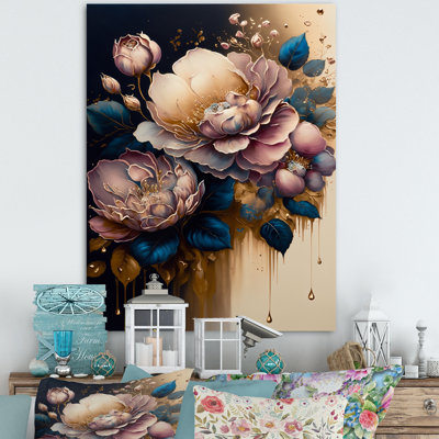 «Decadent Pink and Blue Roses IV», reproduction sur toile