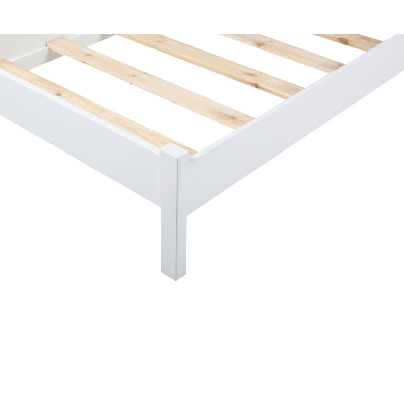 Lit simple moderne, blanc et chêne, 35,4 x 38,6 x 78,7 pouces | Panneau de fibres à densité moyenne 100% laqué | Design scandinave élégant, couleur unie - parfait pour les chambres à coucher et les chambres d'amis minimalistes, durable et élégant