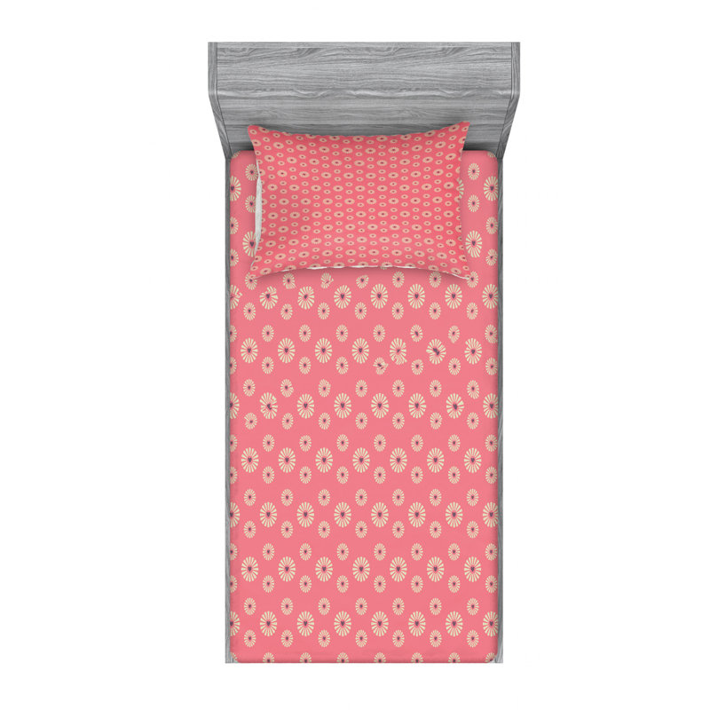 Microfiber Floral Sheet Set, Twin XL Sheet Set with Fitted Sheet