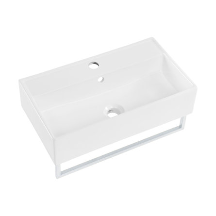 Claire Ceramic Rectangular Wall Mount Bathroom Sink with Overflow