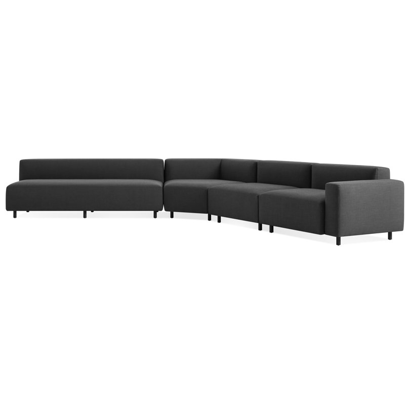 9 Yard Outdoor 6 - Seat Patio Sectional, Coal Sunbrella®, Right Hand Facing